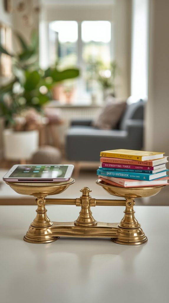 scales Scales showing balance between digital and physical resources in home education UK setting